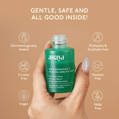 Asaya 10% Niacinamide Face Serum | With Alpha Arbutin & Zinc PCA | Fades Acne Marks, Dark Spots & Blemishes | Controls Sebum & Minimizes Pores | Brightens Skin & Evens Tone