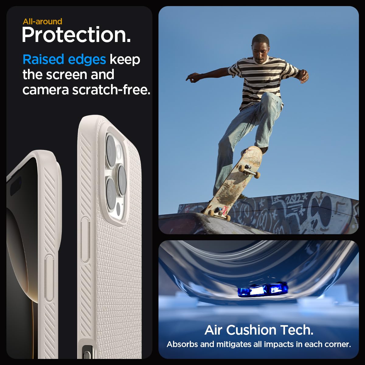 Spigen Liquid Air Back Cover Case for iPhone, Durable Protection, Air Cushion Technology - TPU | Matte Black