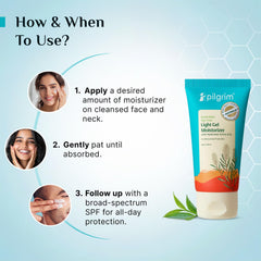 Pilgrim Australian Tea Tree Light Gel moisturizer for face for oily & acne prone skin with Hyaluronic acid & CICA |Tea tree light non-oily moisturizer for face |For women & men | 80 gm
