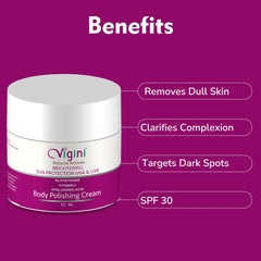 Vigini 1% Kojic Acid Vitamin C Glowing Underarms Knee Pigmentation Dark Spots DeTan Dtan Dull Uneven Skin Tone Tanning Removal Body Polishing Moisturizer Cream for Men Women Dry & Oily Skin 50 ml