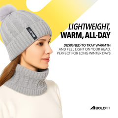 Boldfit Woolen Winter Cap for Women with Neck Warmer Soft Woolen Cap for Girls in Winter for Thermal Wear Stylish Warm Wear for Girls Woolen Garam Topaa Cap Branded Bennies Grey
