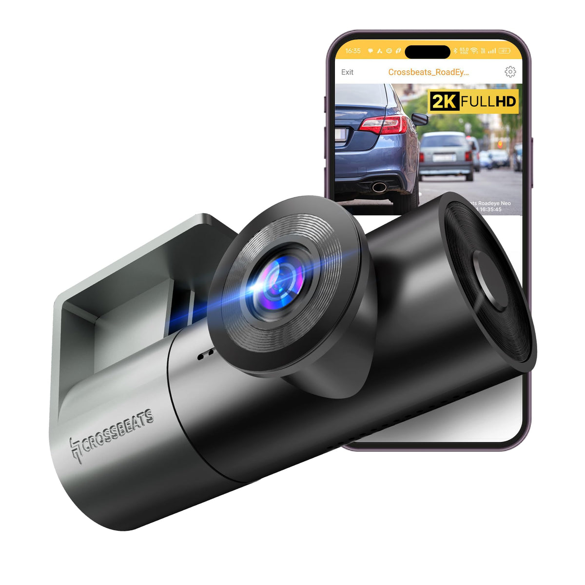 Crossbeats RoadEye Neo 2025 Launch Dash Camera for Car | WiFi & APP | 2MP FHD 1080p 170° Wide Angle Dashcam for Car | 360° Front Camera | Night Vision cam | G-Sensor | Loop & Audio Recording