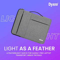 DYAZO Laptop Sleeve/Cover with Handle & Two Front Accessories Pockets Compatible for Apple, Dell, Lenovo, Asus, Hp, Samsung, Mi, MacBook and Other Notbooks (Grey)