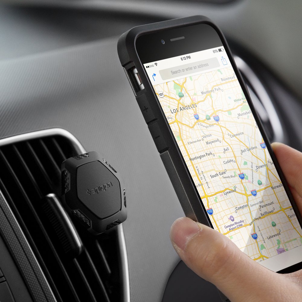 Spigen Air Vent Car Mobile Holder [Strong Magnet][Compact Design][Stable Hold][Metal Plate Included] Compatible with Most Smartphone Devices - Black