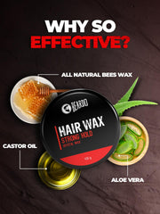 Beardo Stronghold Hair Wax| Glossy Finish | Shine | Strong Hold 100 gm