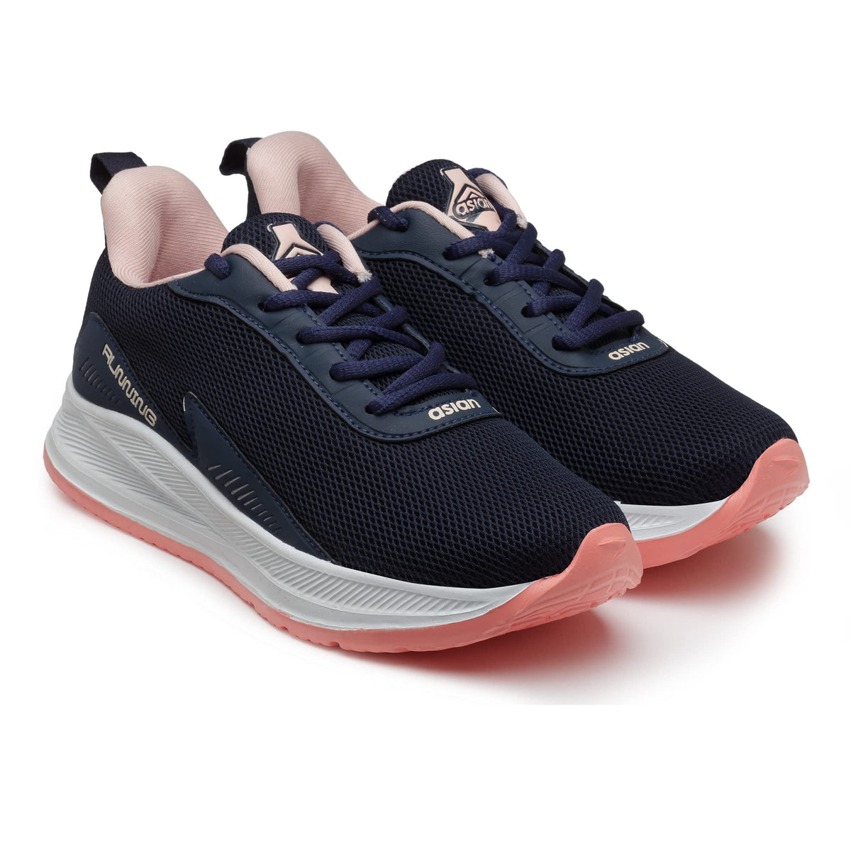 ASIAN FIREFLY-09 Max Cushion Technology Lightweight Eva Sole with Memory Foam Insole Casual & Sports Sneaker Shoes for Women & Girls Navy Pink, 4 UK