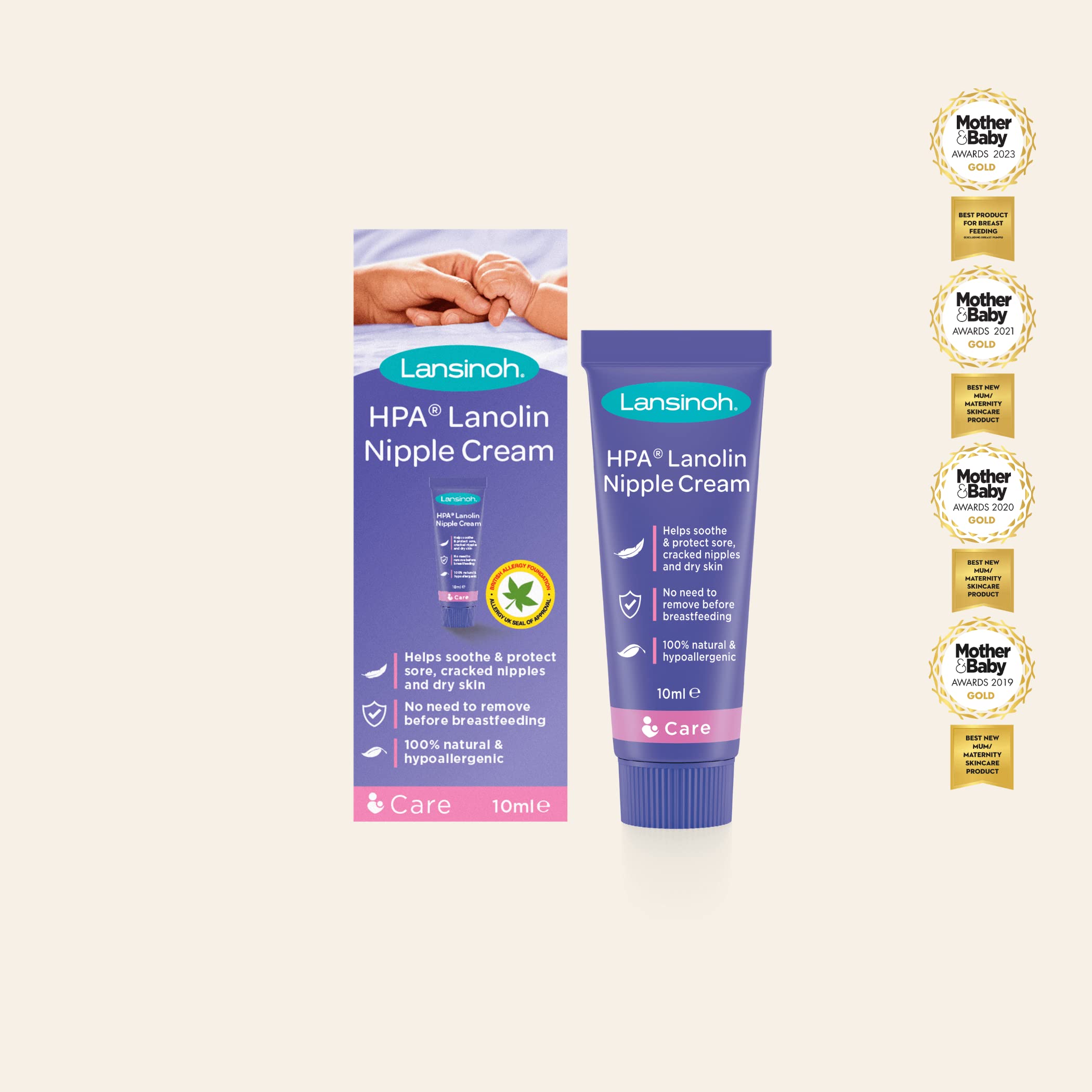 Lansinoh Hpa Lanolin Nipple Cream For Cracked, Dry and Sore Nipples, Breast Feeding Moms, 100% Natural, Soothing, Tasteless & Odourless, Clinically Tested, Safe For Baby, Maternity Essentials, 10ml