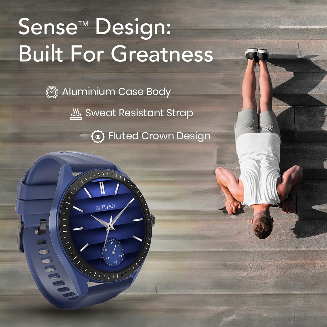Titan Crest 2.0 Smart Watch for Man & Women, 1.43" AMOLED Display, Silicone Strap, BT Calling, Tailored Activity Tracker, 100+ Sports Modes, Fast Charging, Smart Watches for Women Latest & Men (Teal)