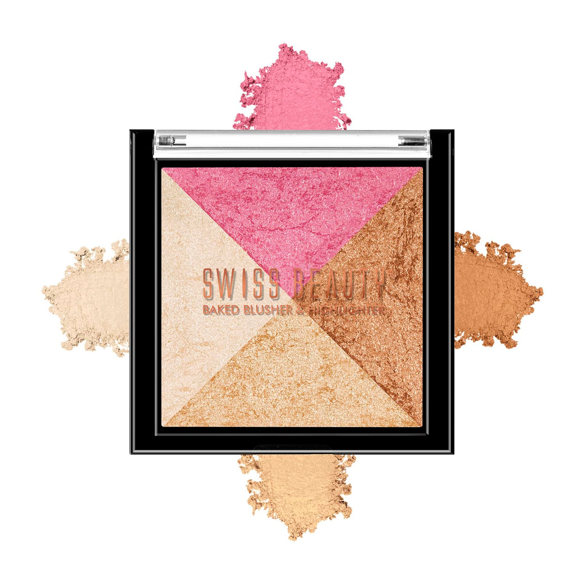 Swiss Beauty Mini Baked Shimmer Blusher And Highlighter Palette For Face Makeup| Multicolor-5, 7 Gm