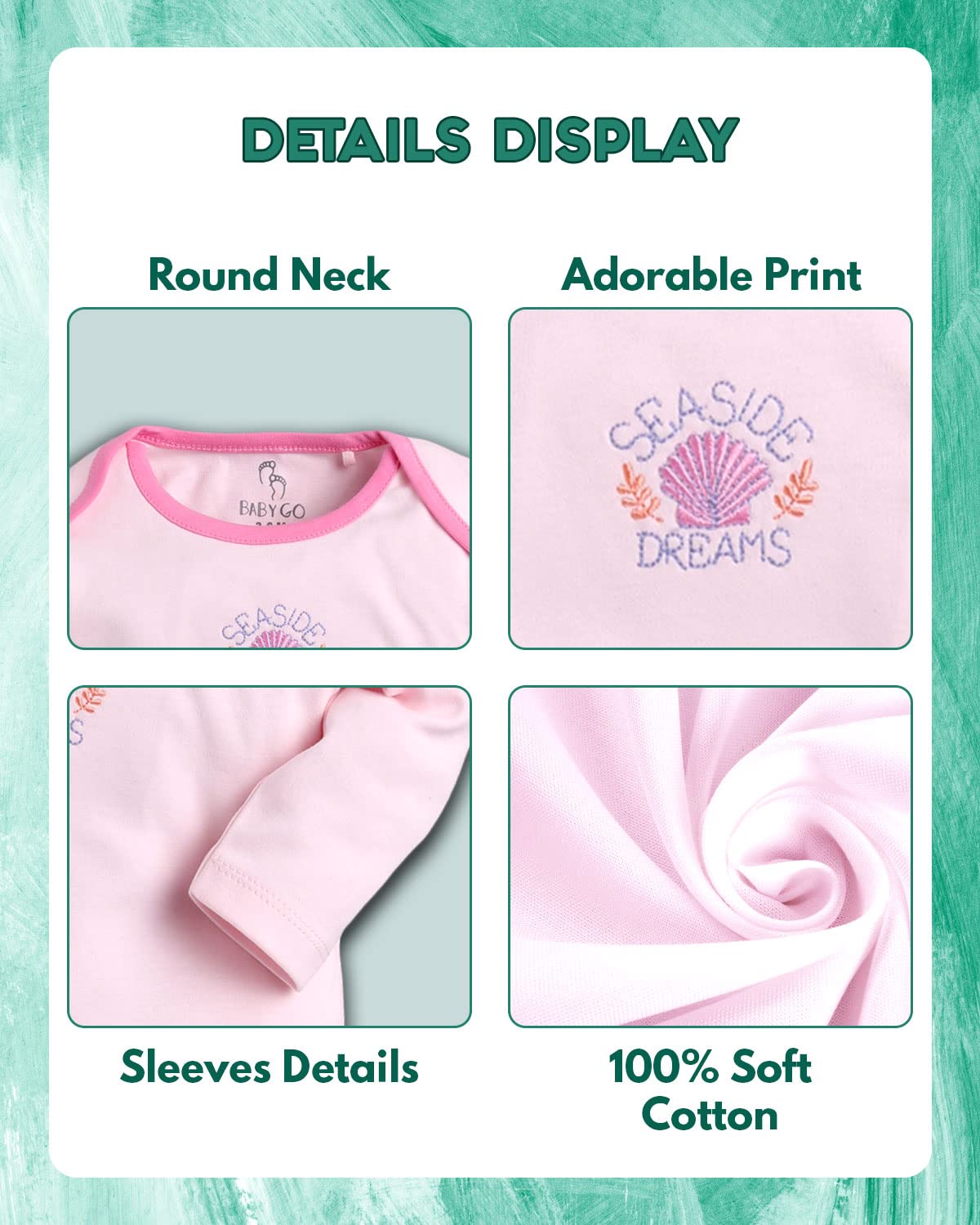 BabyGo Baby Romper 100% Cotton Rompers for New Born Baby|Sleepsuits for Baby Girls|Onesies|Infant Clothes|PINK| 0-3M| 3-6M| 6-9M| Pack of 2 - Apparel from BABY GO - Shop in Sri Lanka at Arcade.lk