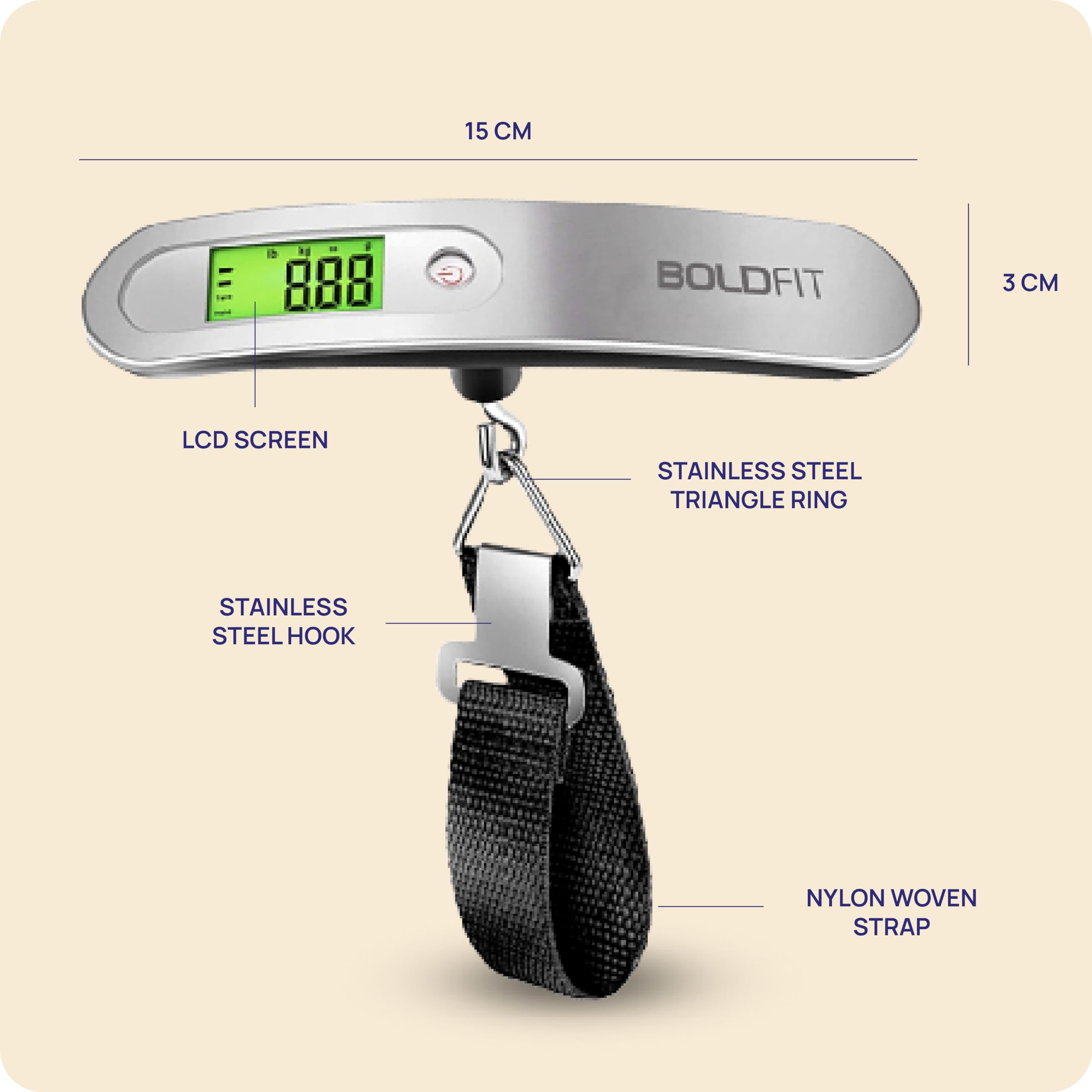 Boldfit Weight Machine For Luggage | Scale For Luggage Capable Upto 50 Kg Weight | Luggage Weight Machine With LCD Display - BISS from Boldfit - Shop in Sri Lanka at Arcade.lk