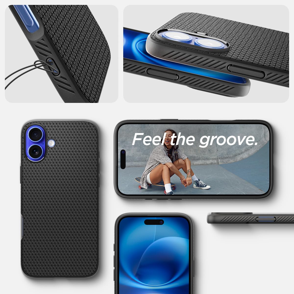 Spigen Liquid Air Back Cover Case for iPhone, Durable Protection, Air Cushion Technology - TPU | Matte Black