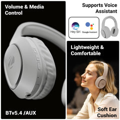 Zebronics Thunder NEO, Wireless Over Ear Headphone, Upto 60 Hours Backup, Gaming Mode, Dual Pairing, Rapid Charge, BT v5.4, AUX, 3 EQ Modes, ENC for Callling, Voice Assistant, Deep Bass (Silver)