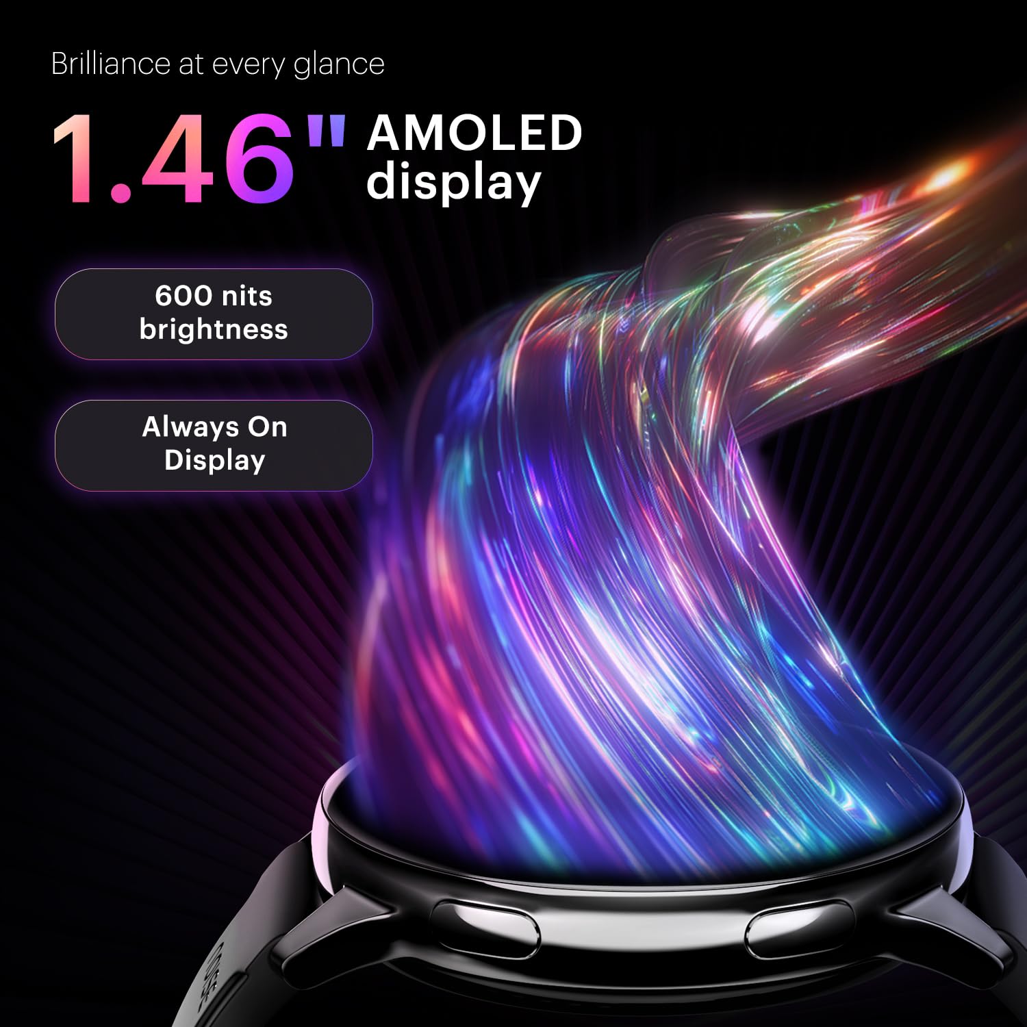Noise Vortex Plus 1.46" AMOLED Display, AoD, BT Calling, Sleek Metal Finish, 7 Days Battery Life, All New OS with 100+ Watch Faces & Health Suite (Black)