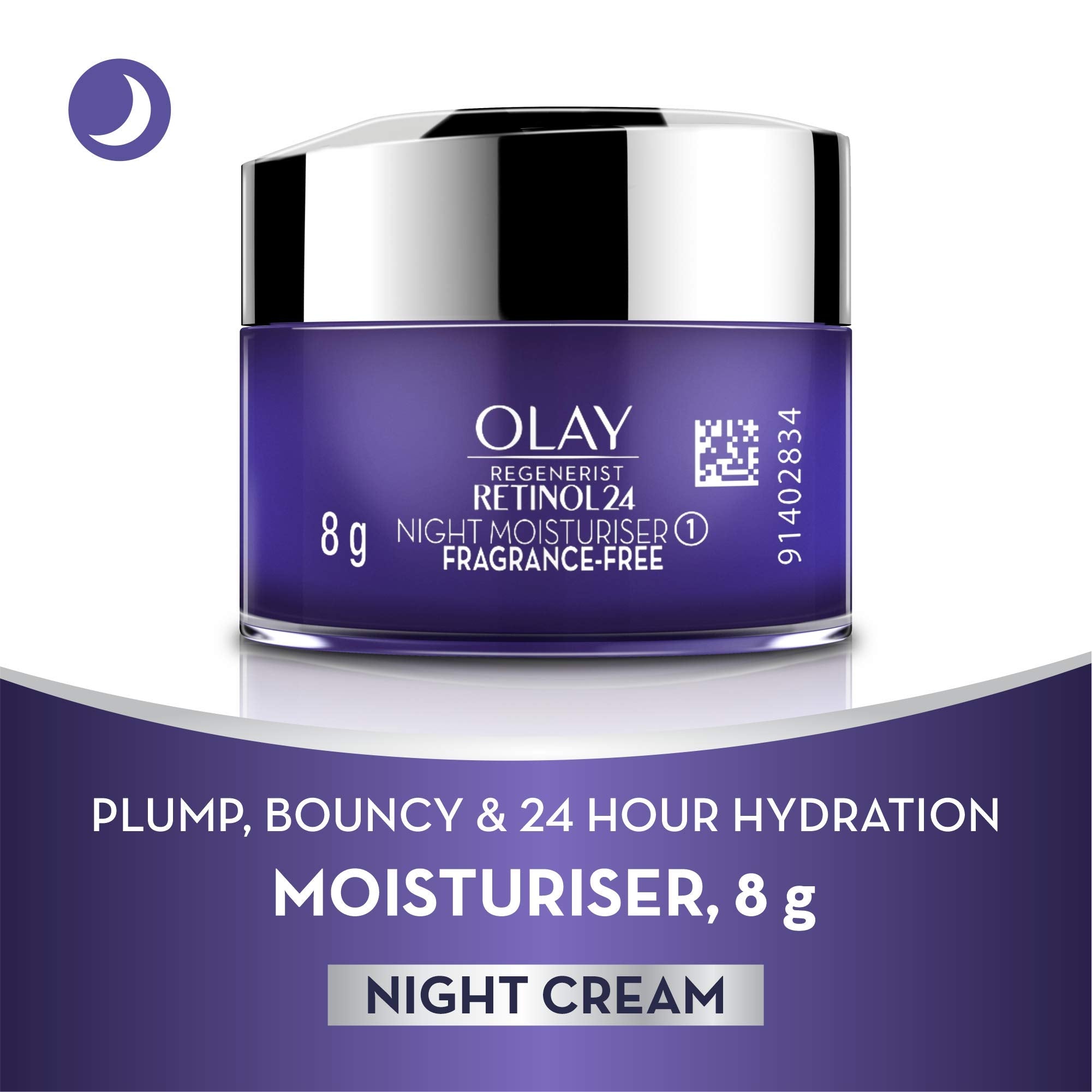 Olay Retinol Night Cream- Mini |with Retinol & Niacinamide |Wake up to plump and bouncy skin from Day 1 |Suitable for Normal, Dry, Oily & Combination skin |8 gm