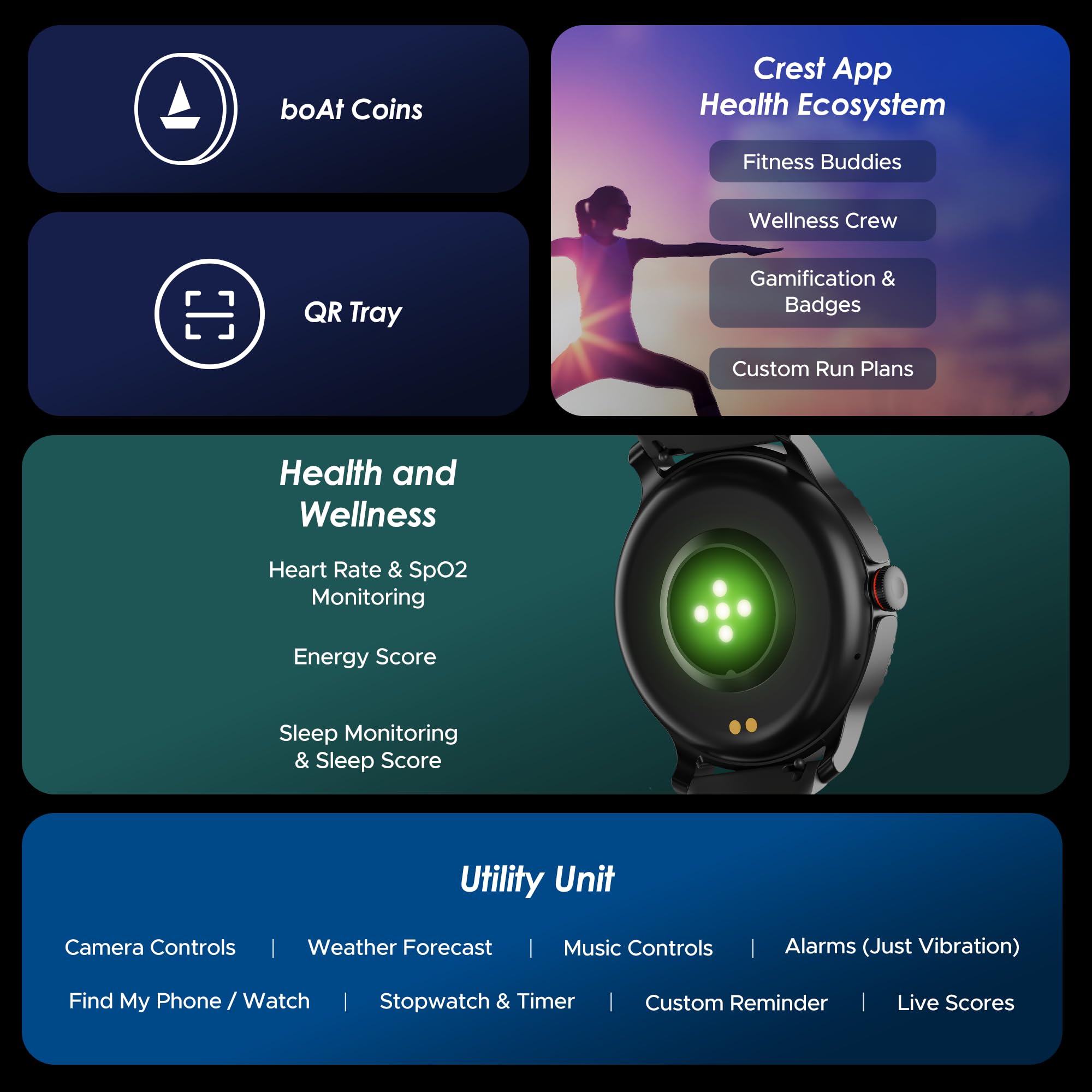 boAt Lunar Discovery w/ 1.39" (3.5 cm) HD Display, DIY Watch Face Studio, Bluetooth Calling, Emergency SOS, QR Tray, Smart Watch for Men & Women(Active Black)