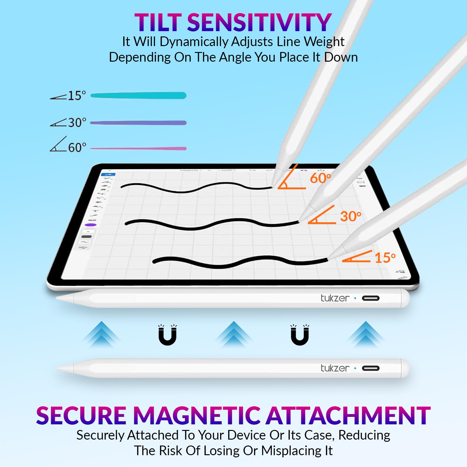 Tukzer Active 2nd Gen Stylus Pen iPad Pencil | Palm Rejection, Tilt Sensor, High Precision| for only iPad 2018 Onwards iPad(6/7/8/9/10) Air(3/4/5) Pro11(1/2/3/4) Pro12.9 (3/4/5/6) Mini(6/5) White - Personal Computer from Tukzer - Shop in Sri Lanka at Arcade.lk