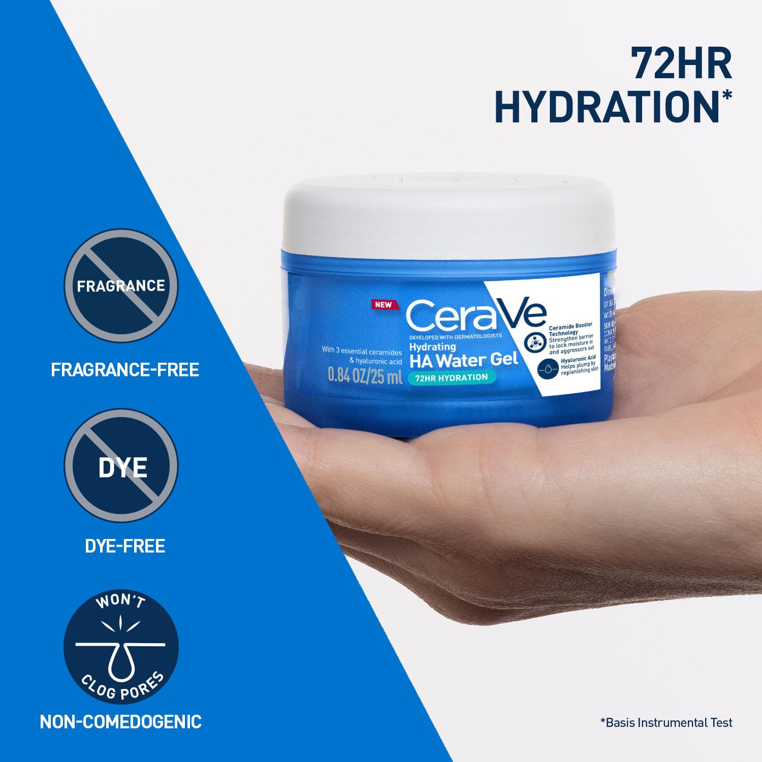 CeraVe HA Water Gel with Hyaluronic Acid, Ceramides & Niacinamide for Plumpy hydration | Oil-free gel moisturizer | 3 sec fast absorption | Dermat recommended for Women & Men | 25 ml