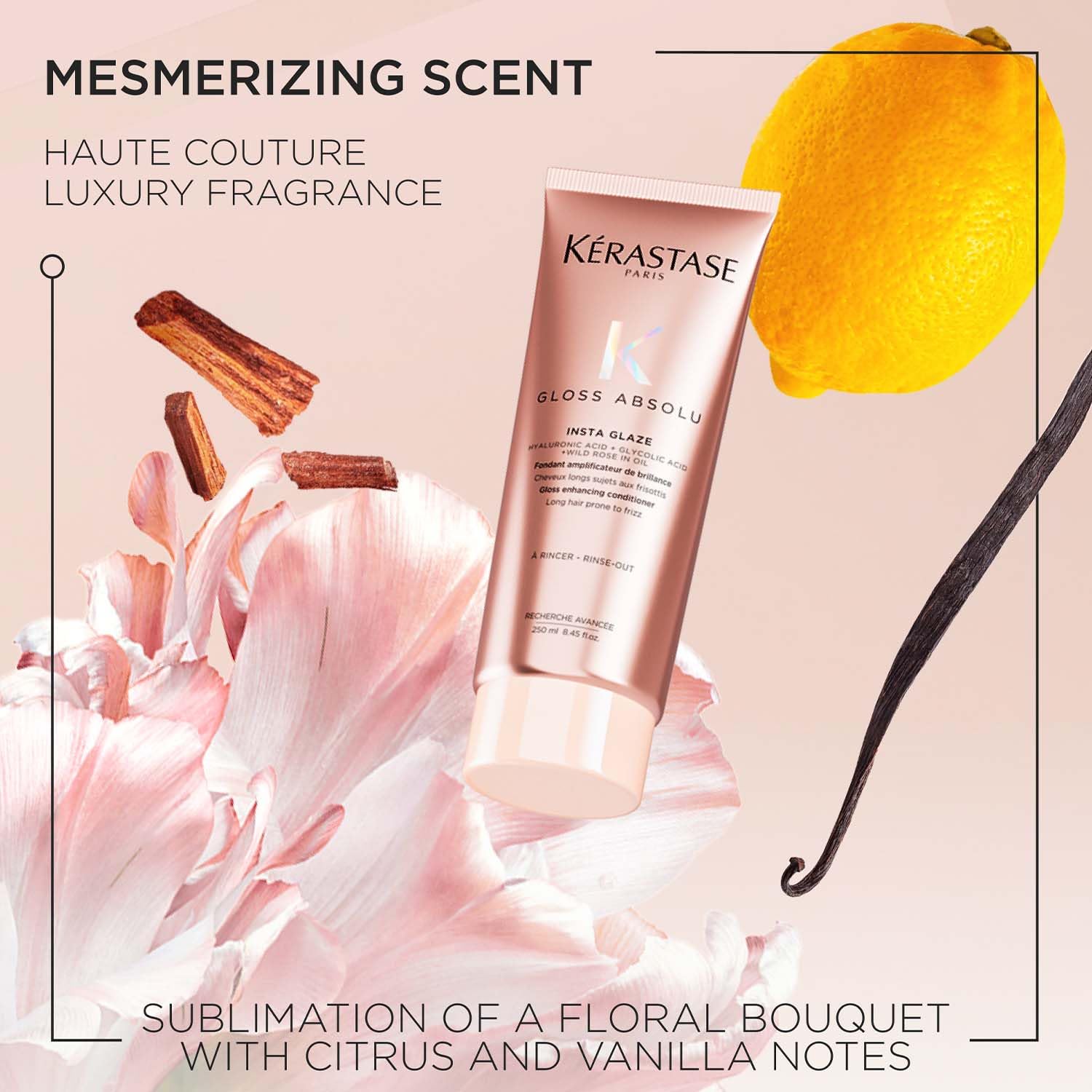 Kérastase Gloss Absolu Anti-Frizz Foaming Conditioner For Bouncy, Glossy Hair | Fine To Medium Hair | 4-Days Anti-Frizz | With Hyaluronic & Glycolic Acid, Wild Rose-In-Oil | 250ml