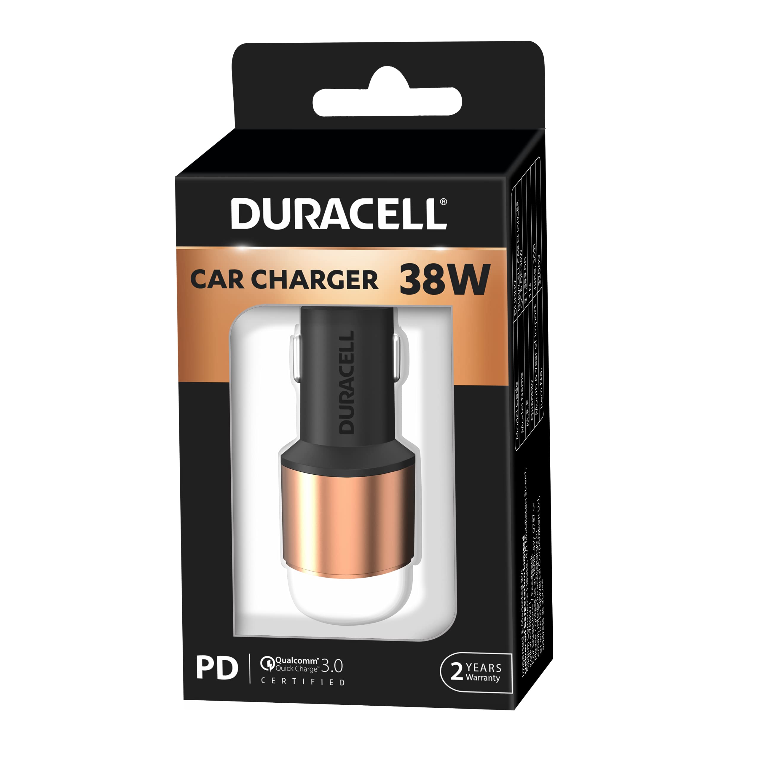 Duracell 38W Fast Car Charger Adapter with Dual Output. Quick Charge, Type C PD 20W & Qualcomm Certified 3.0 - Wireless Accessory from Duracell - Shop in Sri Lanka at Arcade.lk