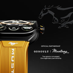 GOBOULT Mustang Muscle Smart Watch 2.01'' 3D Curved Display, Convertible Strap, Premium Metallic Crown, BT Calling, 600 Nits Brightness, AI Voice Assistant, IP68 (Extra Strap, Black Eclipse)