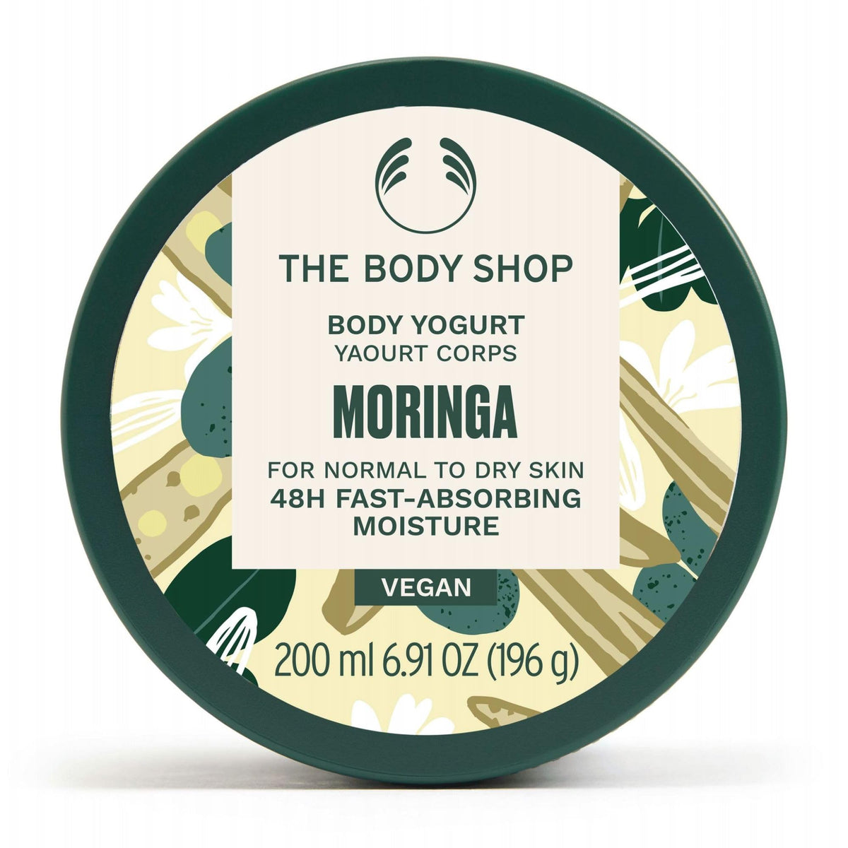 The Body Shop Vegan Body Yogurt Moringa Cream, 200 ML - For Normal To Dry Skin | Instant 48 Hr Moisture