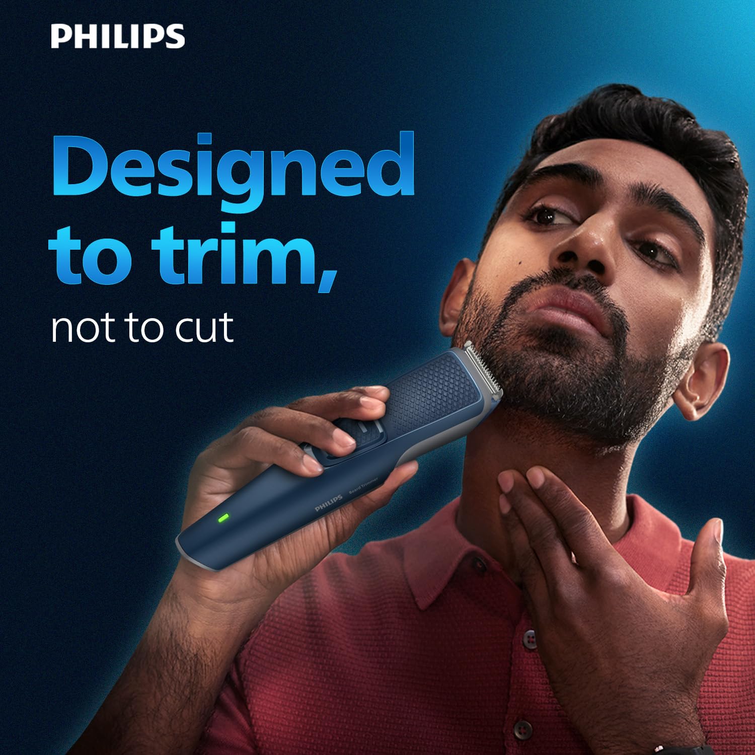Philips Men's Trimmer BT1244 | Skin Safe Beard Trimmer for Men | Durapower Tech | Self Sharpening Blades | Skin Protect Comb | 30 Min Runtime USB Charging | No Oil Needed