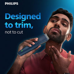Philips Men's Trimmer BT1244 | Skin Safe Beard Trimmer for Men | Durapower Tech | Self Sharpening Blades | Skin Protect Comb | 30 Min Runtime USB Charging | No Oil Needed