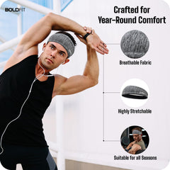 Boldfit Head Band for Man Sports Bandana for Men & Women Gym Hair Band for Men Workout, Running - Breathable, Non-Slip & Quick Drying Head Bands for Long Hair (Set of 3)