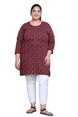 In Love Women's All Over Printed Full Sleeve Plus Size Semi Long T-Shirt