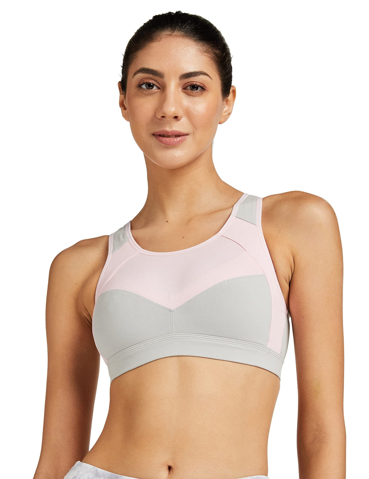Van Heusen Women's Cotton Padded Wireless Racerback Medium Impact Sports Bra - Anti Bacterial, Full Coverage