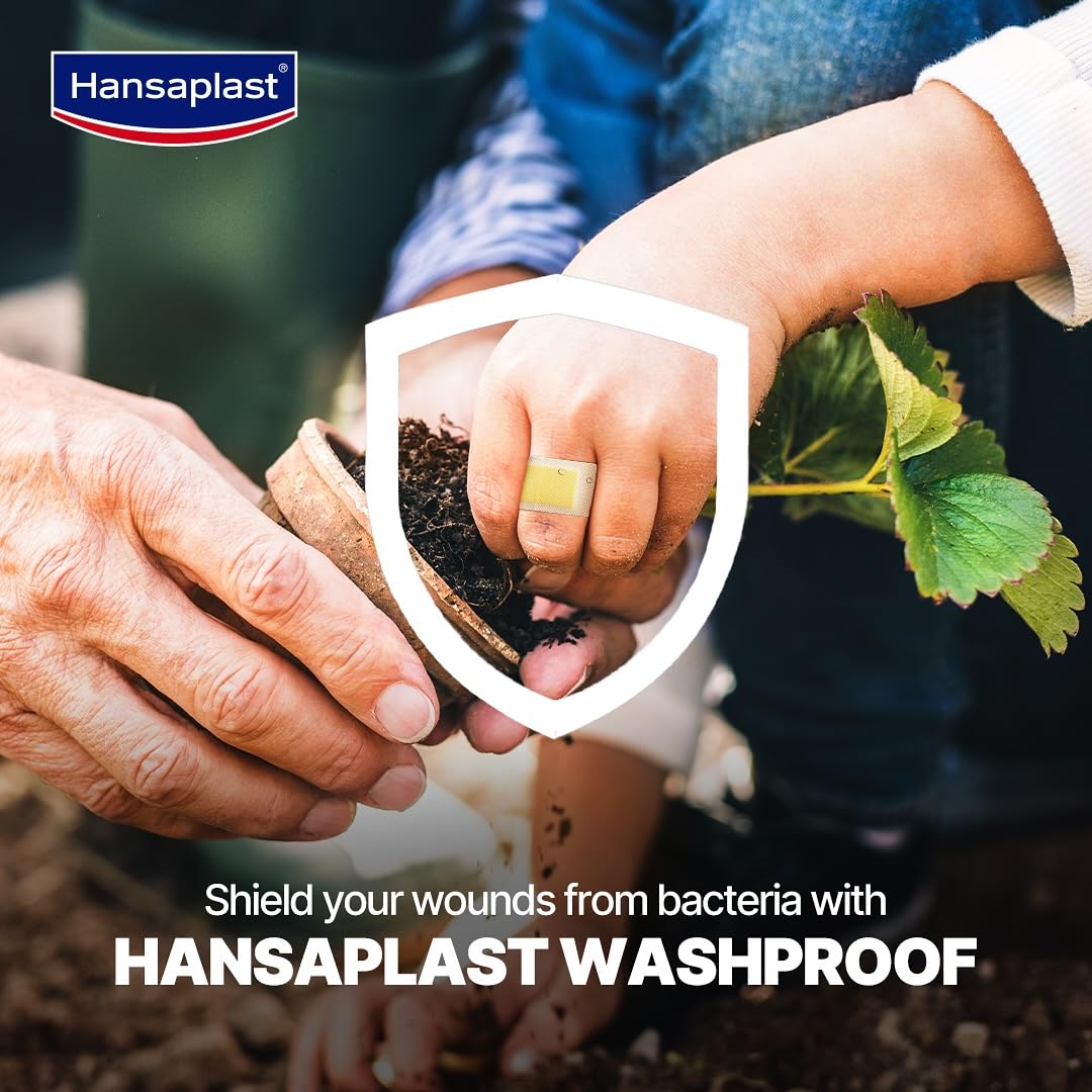 Hansaplast Antiseptic Washproof Bandage for injury & wounds | 100 Strips | First Aid | Water resistant | Provides Comfort to the Wound in Water | For Kids & Adults