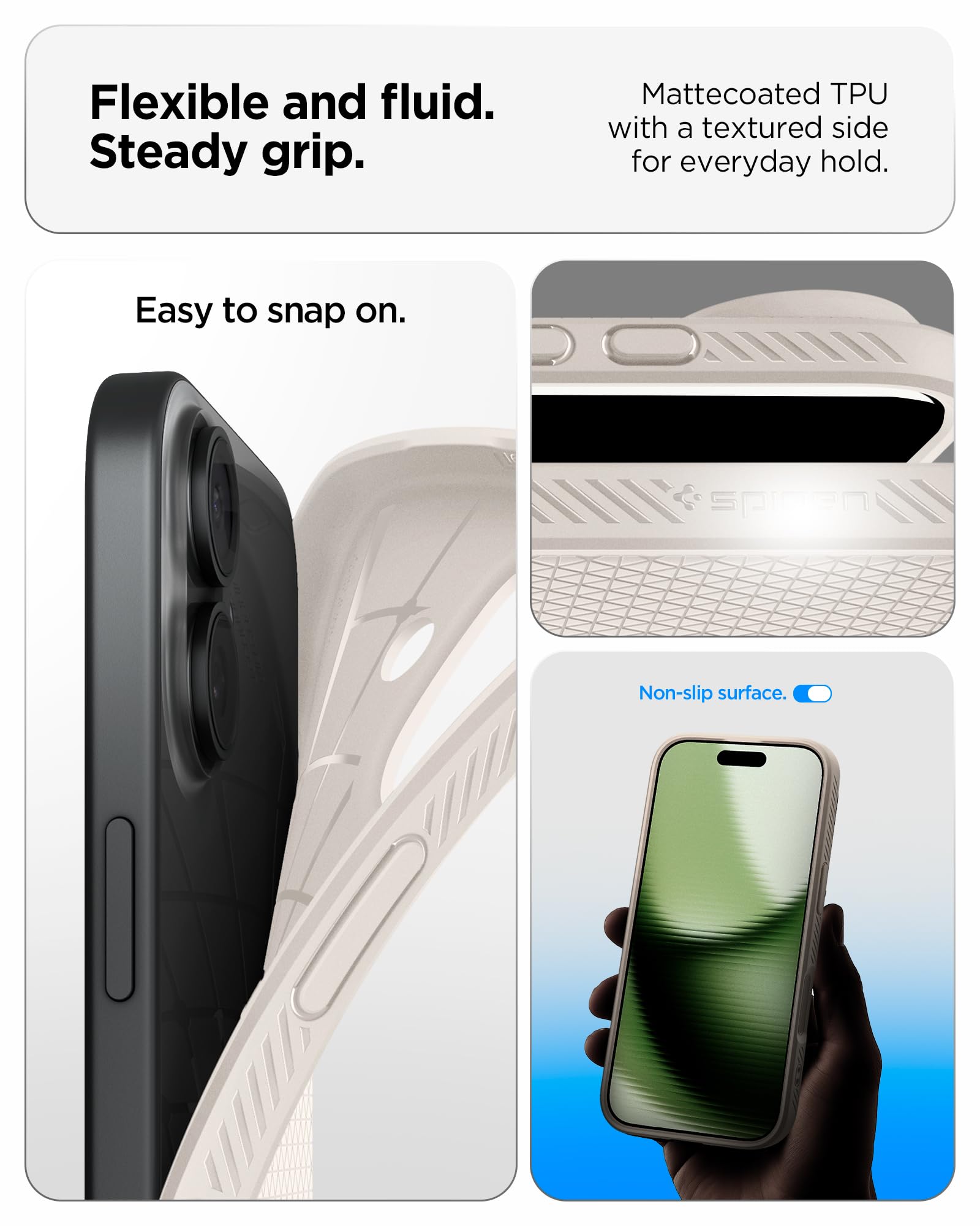 Spigen Liquid Air Back Cover Case for iPhone, Durable Protection, Air Cushion Technology - TPU | Matte Black