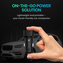 Portronics 80W Dual Output Fast Car Charger with Type-C PD & USB, LED Indicator, Charging Adapter Compatible with Cars for iPhone & Android Smartphone, Earbud, Power Bank (Black)