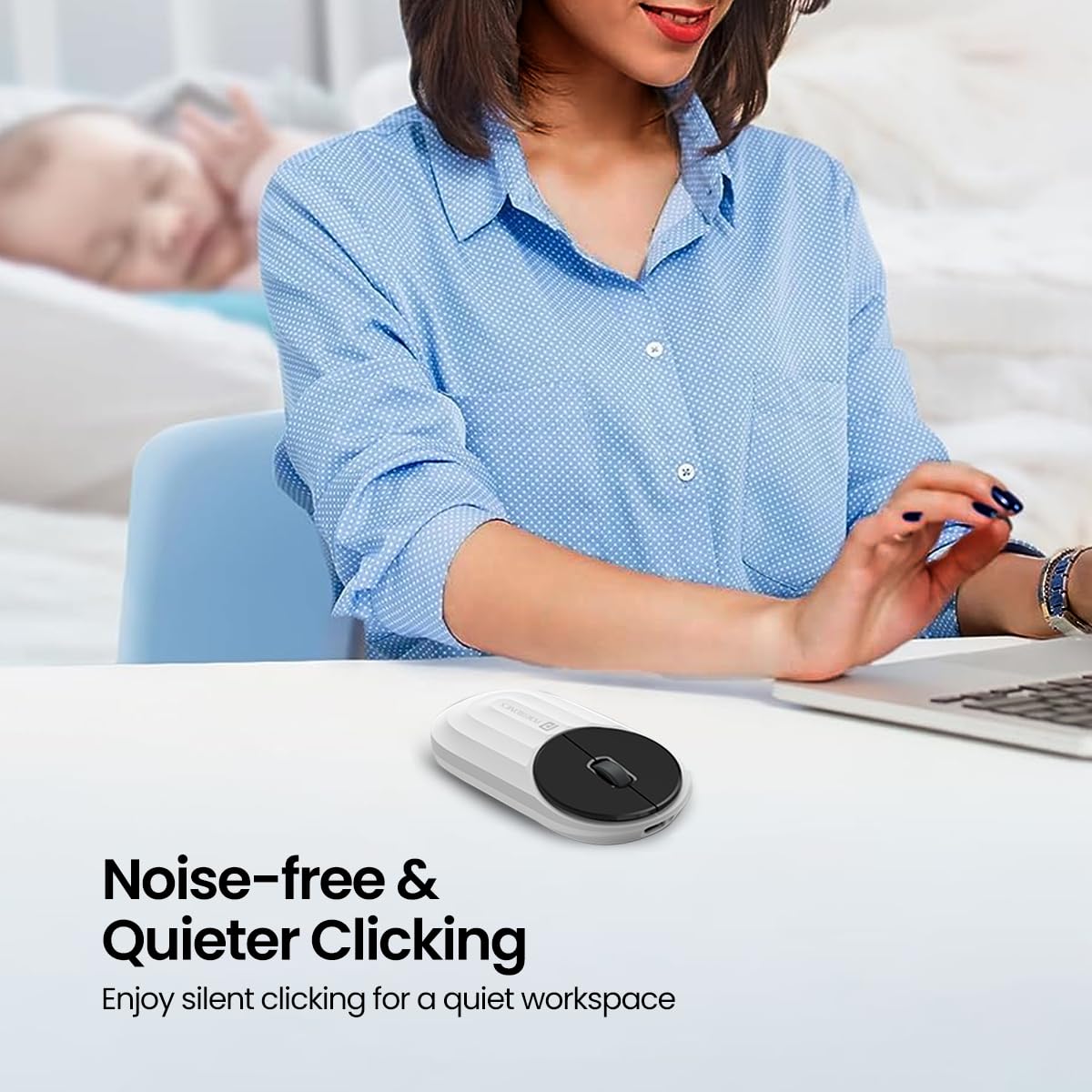 Portronics Toad 6 Bluetooth Wireless Mouse with 2.4 GHz USB Receiver, Multi-Device Pairing, Built in Battery, 1600 DPI Sensor(White)