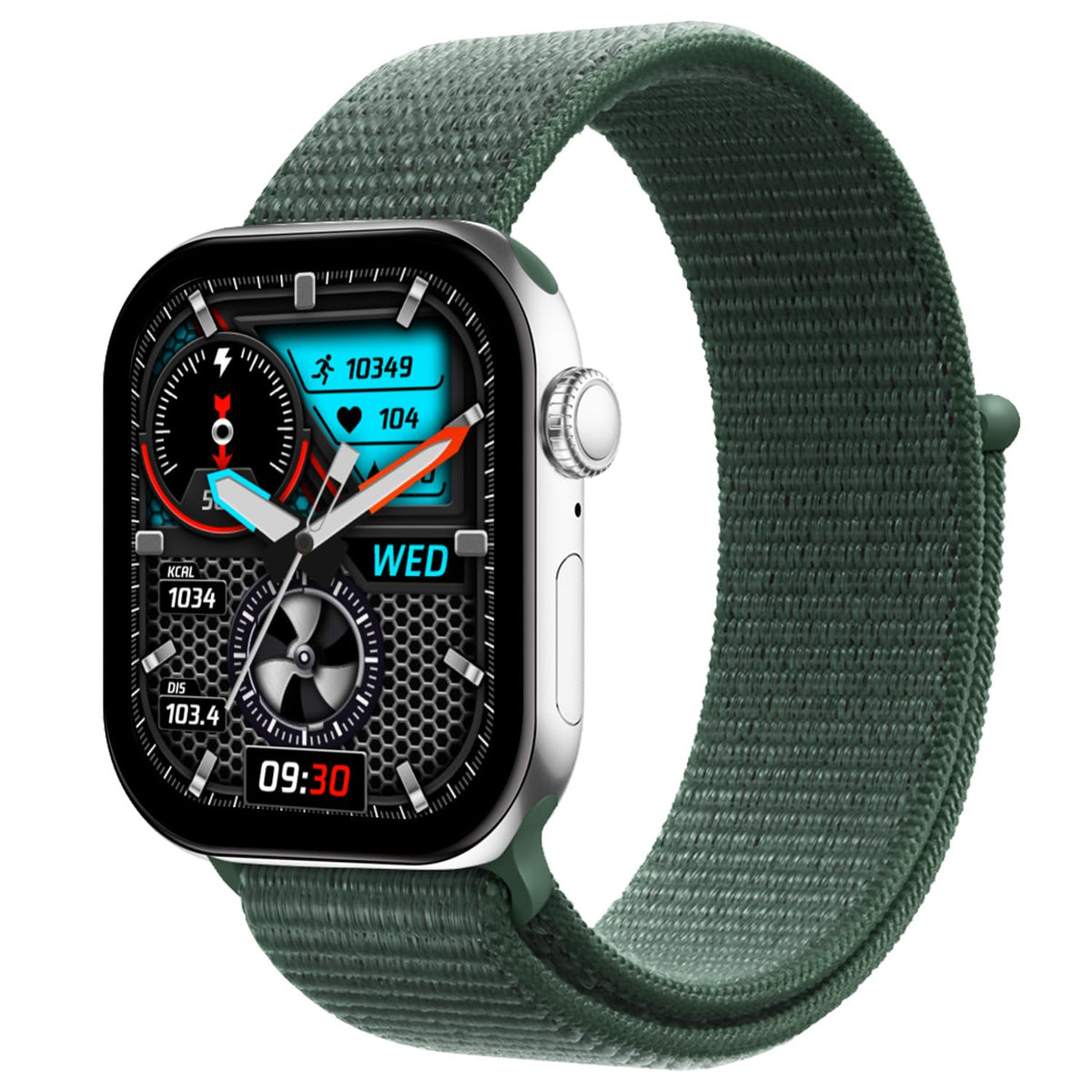 Fire-Boltt Ring X Smartwatch 2.01” Display with Always On Display, Bluetooth Calling, Wireless Charging, AI Voice Assistant, 100+ Sports Modes, Health Suite, 500+ Watchfaces (Green)