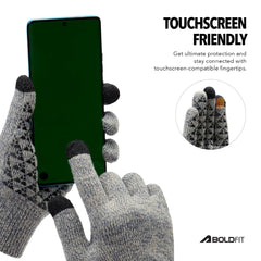 Boldfit Winter Gloves for Men & Women with Touchscreen Finger Bike Winter Hand Gloves for Men Woolen Winter Gloves for Women Thermal Hand Gloves for Winter Warm Gloves Winter Wear Unisex - Grey 1Pair