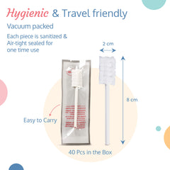 LuvLap 40pcs Oral Care Disposable Mouth Swabs for Cleaning Tooth, Swabsticks Baby Tongue Cleaning, 0-36 Months, White