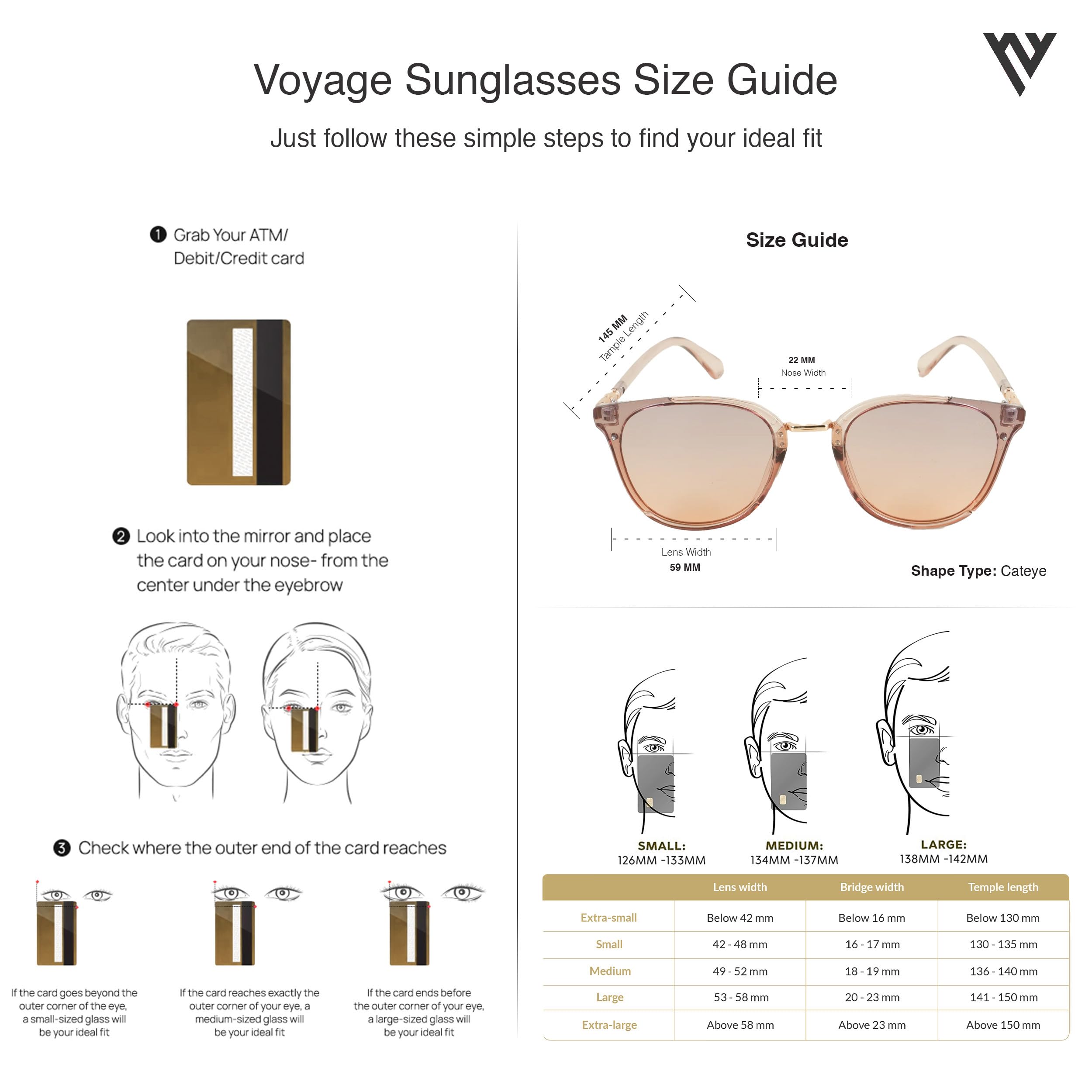 Voyage UV Protection Cat-eye Sunglass (59) (Black)