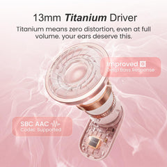 HAMMER Airflow Neo Bubblegum Earbuds with 80H Playtime, 13mm Titanium Driver, 40ms Gaming Mode, Fast Charging Buds, Type-C Charging, Voice Assistant, Lightweight Dual-Tone Design (Pink)