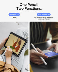 Spigen Stylus Pen for iPad [ iPad/iPad Pro/iPad Air/iPad mini] [Tilt Sensitive] [Palm Rejection] [Magnetic Attachment] with Rubber Tip & Extra Pen Tip - White