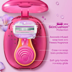 Gillette Venus Snap Hair Remover | Women Body Razor | Pack of 1 | Compact case| Soap Gel Bar With Avocado