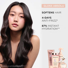 Kérastase Gloss Absolu Anti-Frizz Foaming Conditioner For Bouncy, Glossy Hair | Fine To Medium Hair | 4-Days Anti-Frizz | With Hyaluronic & Glycolic Acid, Wild Rose-In-Oil | 250ml