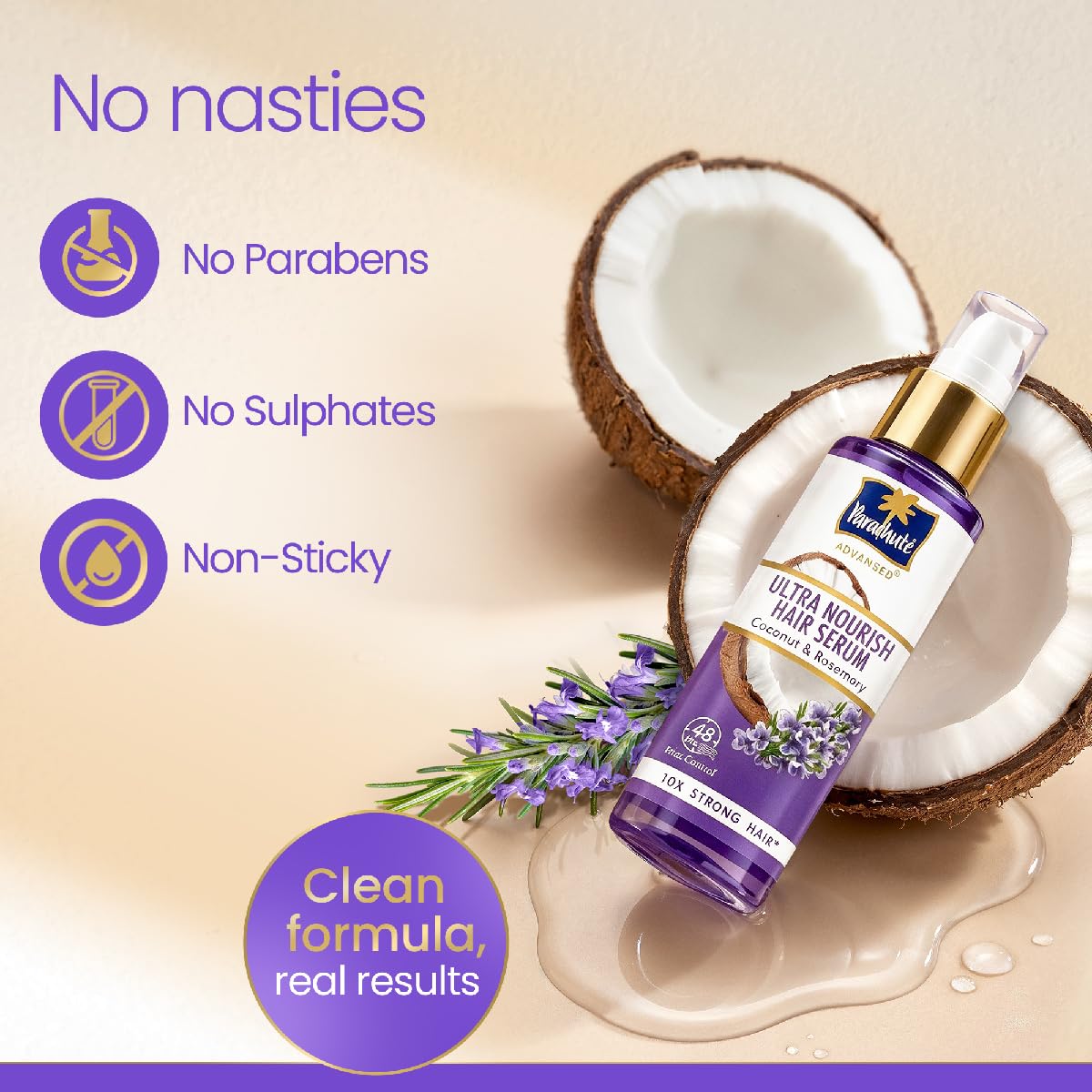 Parachute Advansed Ultra Nourish Hair Serum | Coconut & Rosemary | 48 Hr Frizz Control | 10X Strong Hair | 100ml