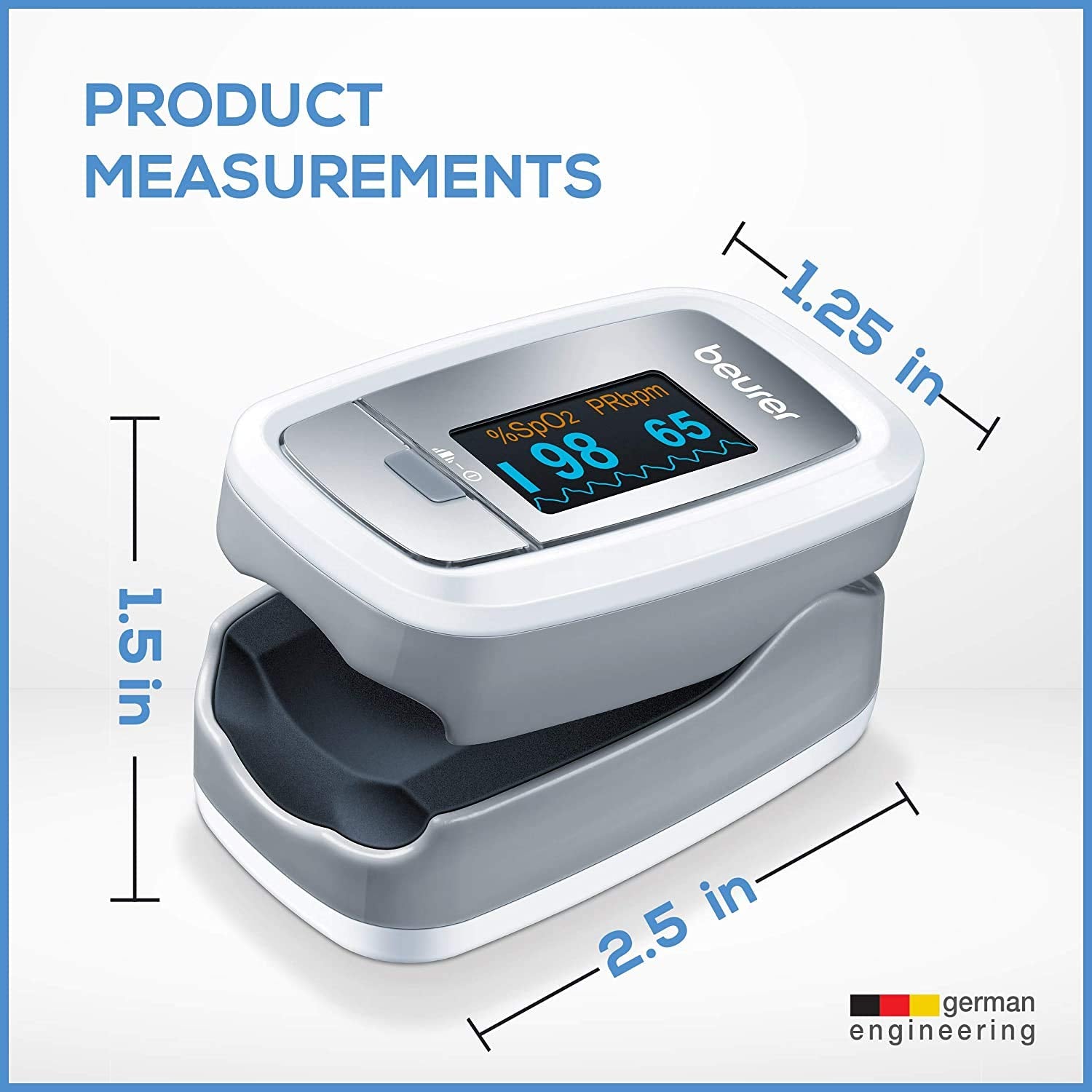 Beurer PO30 Fingertip Pulse Oximeter - Grey