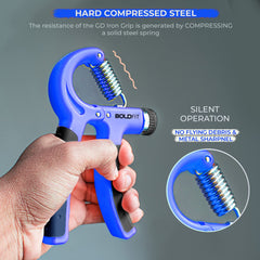Boldfit Adjustable Hand Grip Strengthener, Hand Gripper for Men & Women for Gym Workout Hand Exercise Equipment for Home Forearm Exercise, Polyvinyl Chloride Finger Exercise Power Gripper (60 Kg) Blue