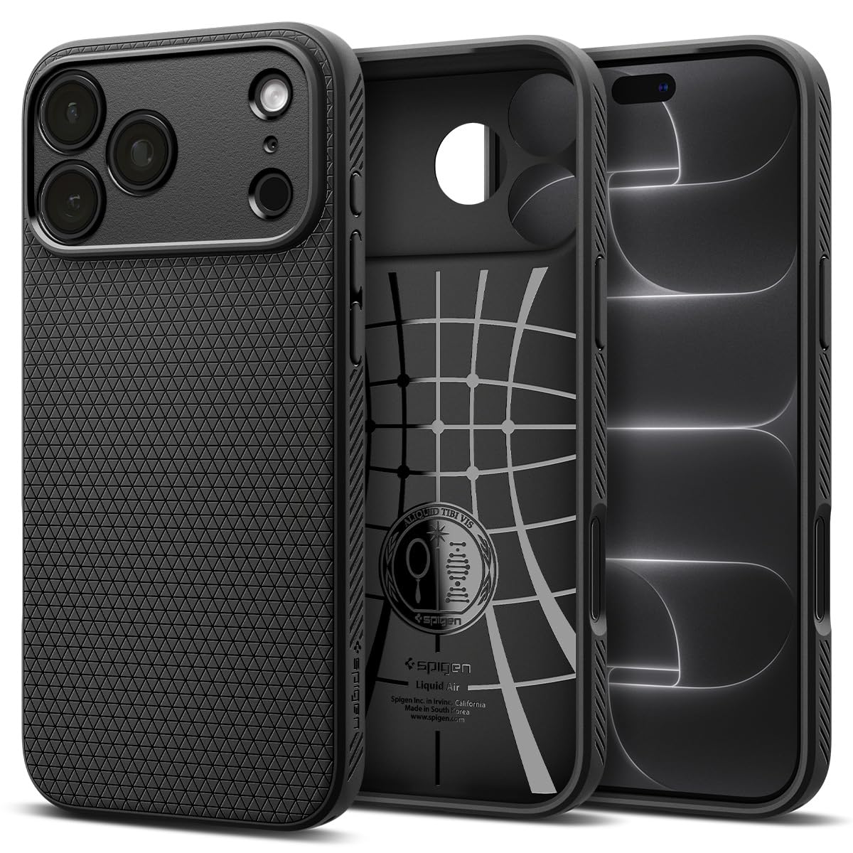 Spigen Liquid Air Back Cover Case for iPhone, Durable Protection, Air Cushion Technology - TPU | Matte Black