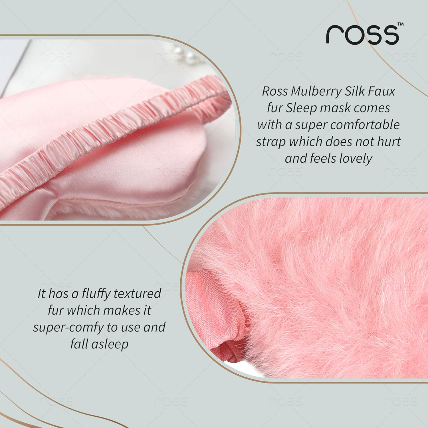 Ross 100% Mulberry Silk Faux Fur Sleep Mask Eye Mask, Super Smooth for Blind Fold (Pink - Fur) - Drugstore from Ross - Shop in Sri Lanka at Arcade.lk