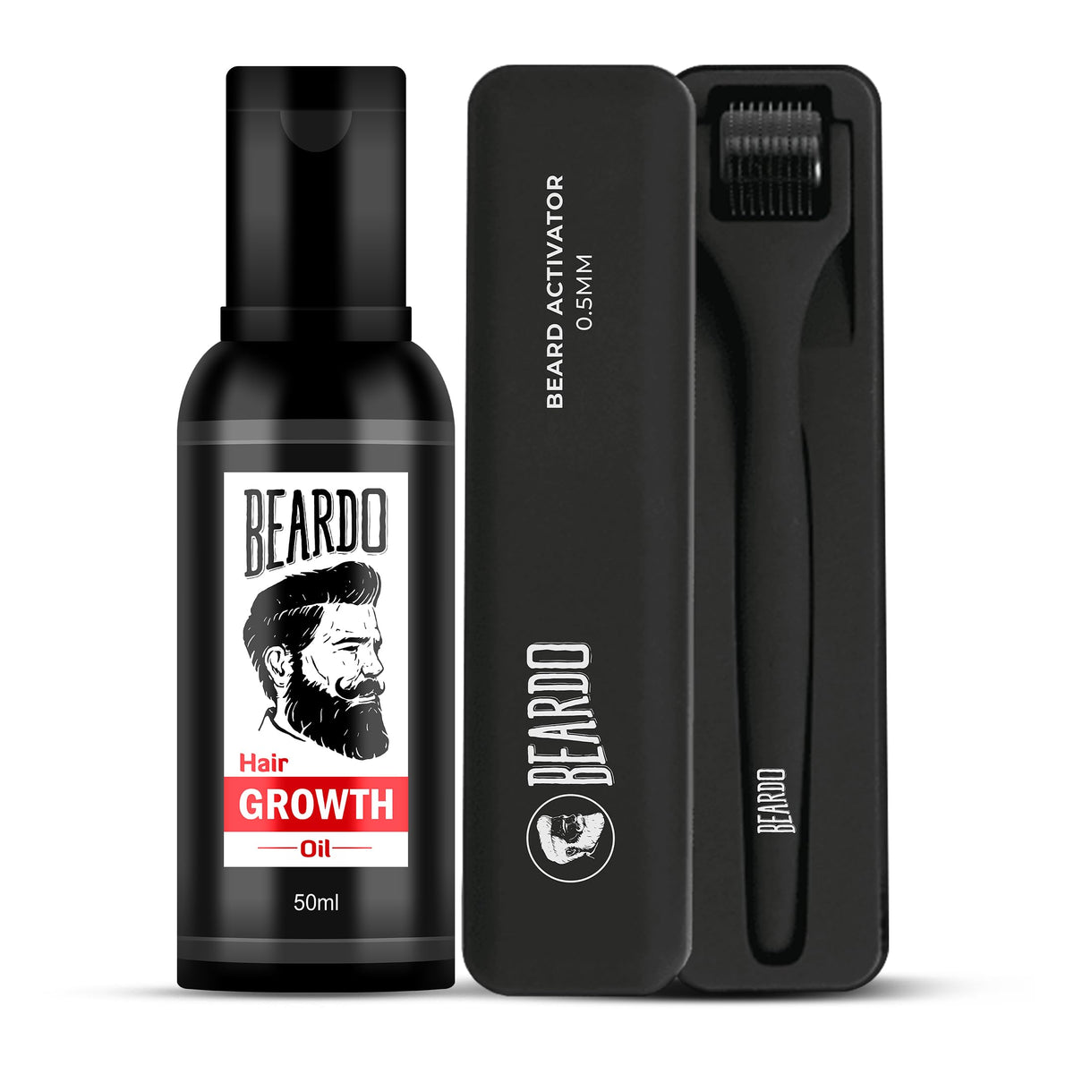 Beardo Beard Booster Combo | Beard Activator Advance Derma Roller for Men with 540 Chromium needles 0.5 mm | Beard and Hair Growth Oil - 50 ml for faster beard growth and thicker looking beard