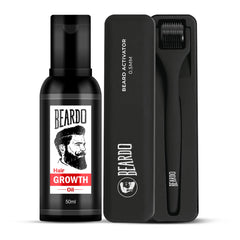 Beardo Beard Booster Combo | Beard Activator Advance Derma Roller for Men with 540 Chromium needles 0.5 mm | Beard and Hair Growth Oil - 50 ml for faster beard growth and thicker looking beard